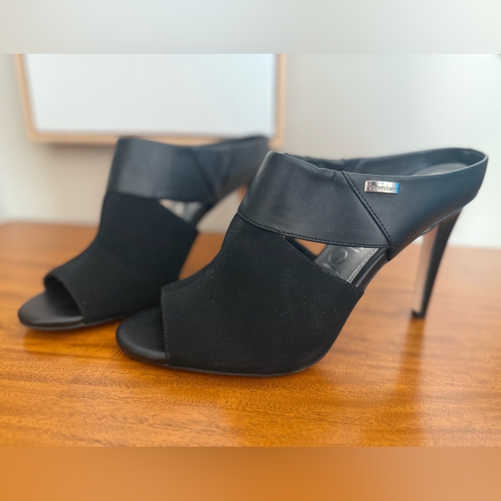Calvin Klein Black Stiletto Heels with Peep-Toe